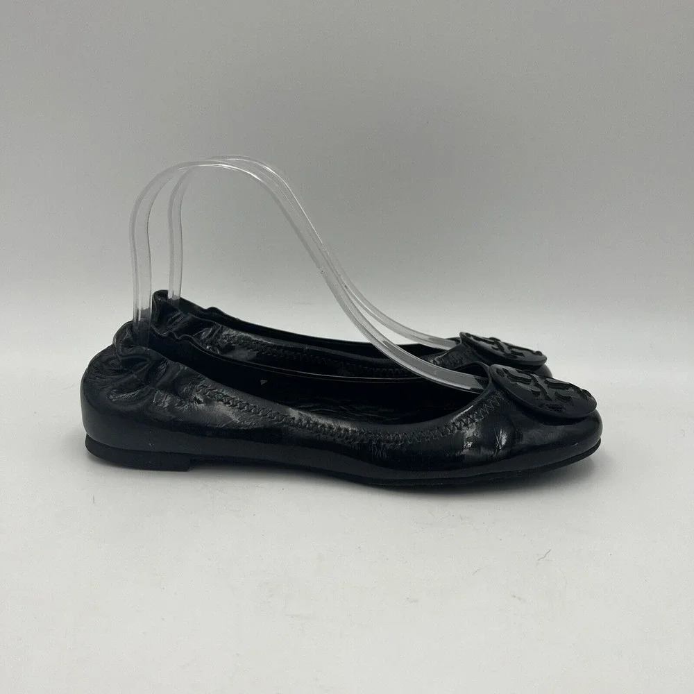 TORY BURCH Black Patent Leather BALLET Flats Size 6 1/2‎